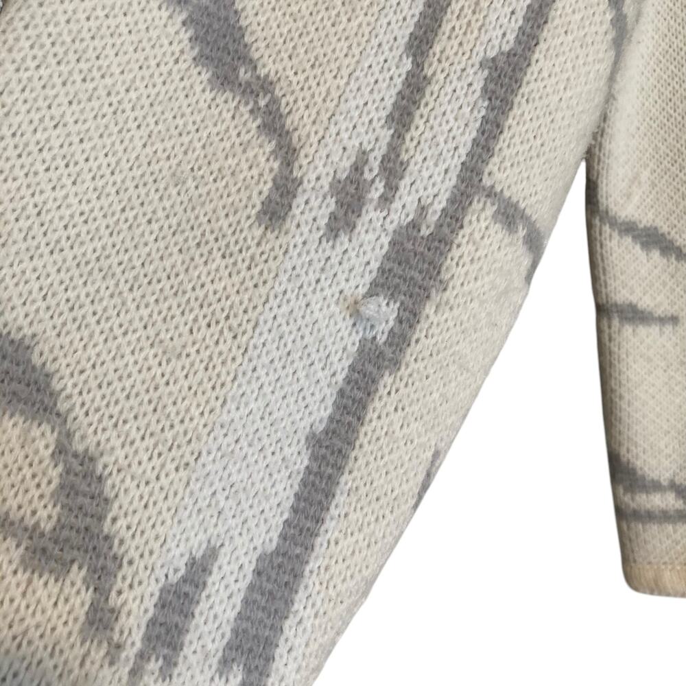 Vintage 90s Winter Forest Scene Cardigan Birch Trees Sz M - Picture 10 of 15